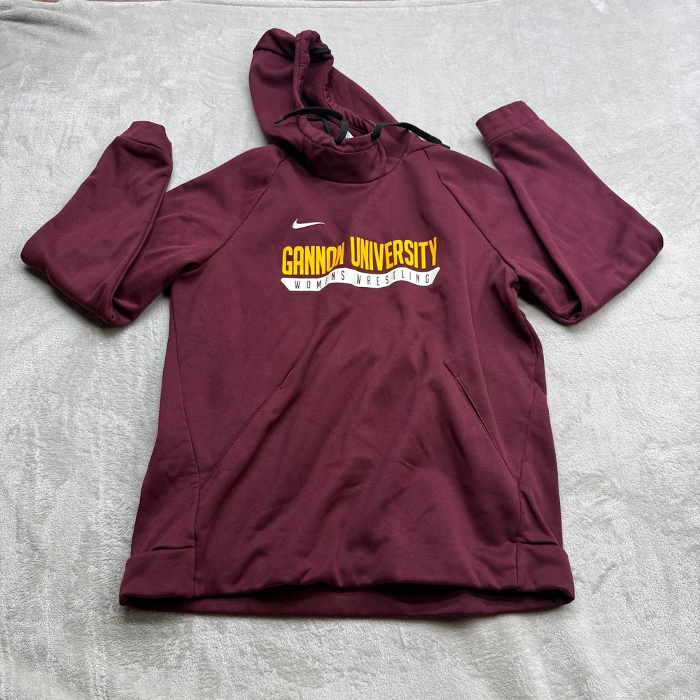 Gannon University Nike Hoodie Women Large Maroon Wrestling Dri-FIT Pullover Gear